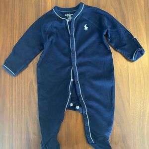 Ralph Lauren Blue Footies with Polo Logo and White Trim